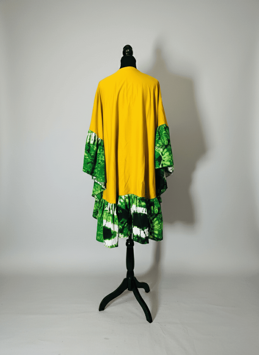Green Battik Poncho Dress image 1