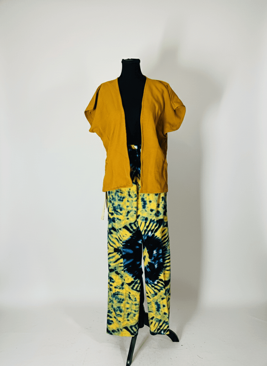 Mustard Tie-Dye Kimono(2-Piece Set) image 2