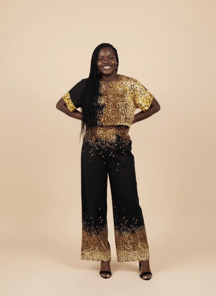 Crimson Luxe Crop Set(2-Piece Set) - One-Size, Gold image