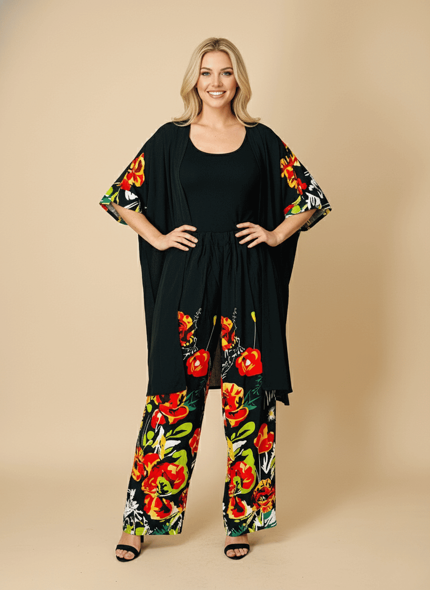 Midnight Bloom Kimono(2-Piece Set) image 0