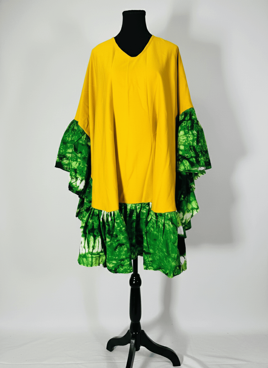 Green Battik Poncho Dress image 2