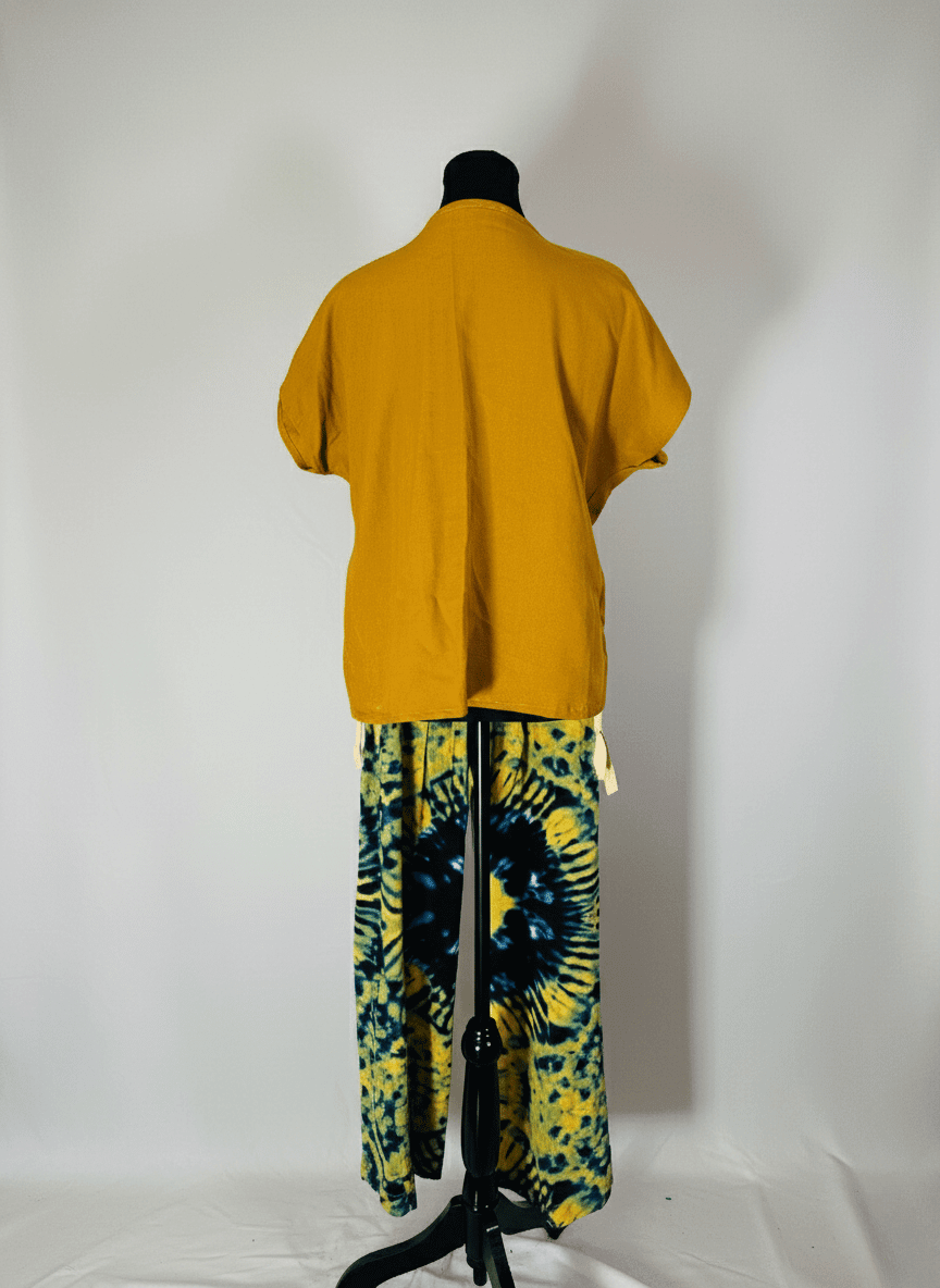 Mustard Tie-Dye Kimono(2-Piece Set) image 1