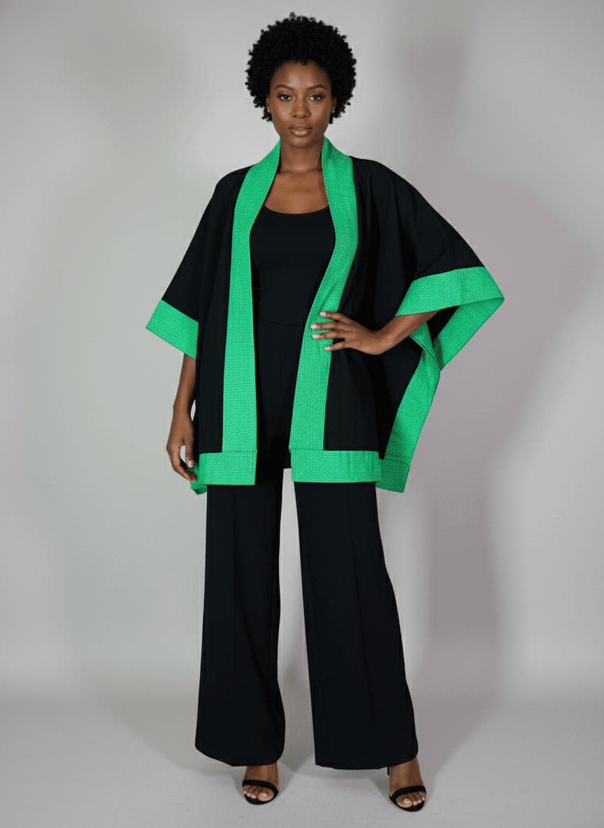 Emerald Aso-Oke Kimono(2-Piece Set) - One-Size image