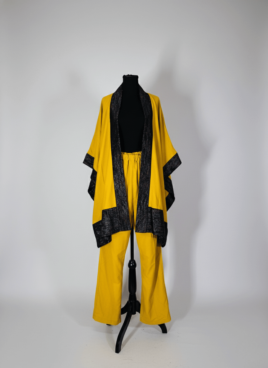 Mustard Aso-Oke Kimono(2-Piece Set) image 2