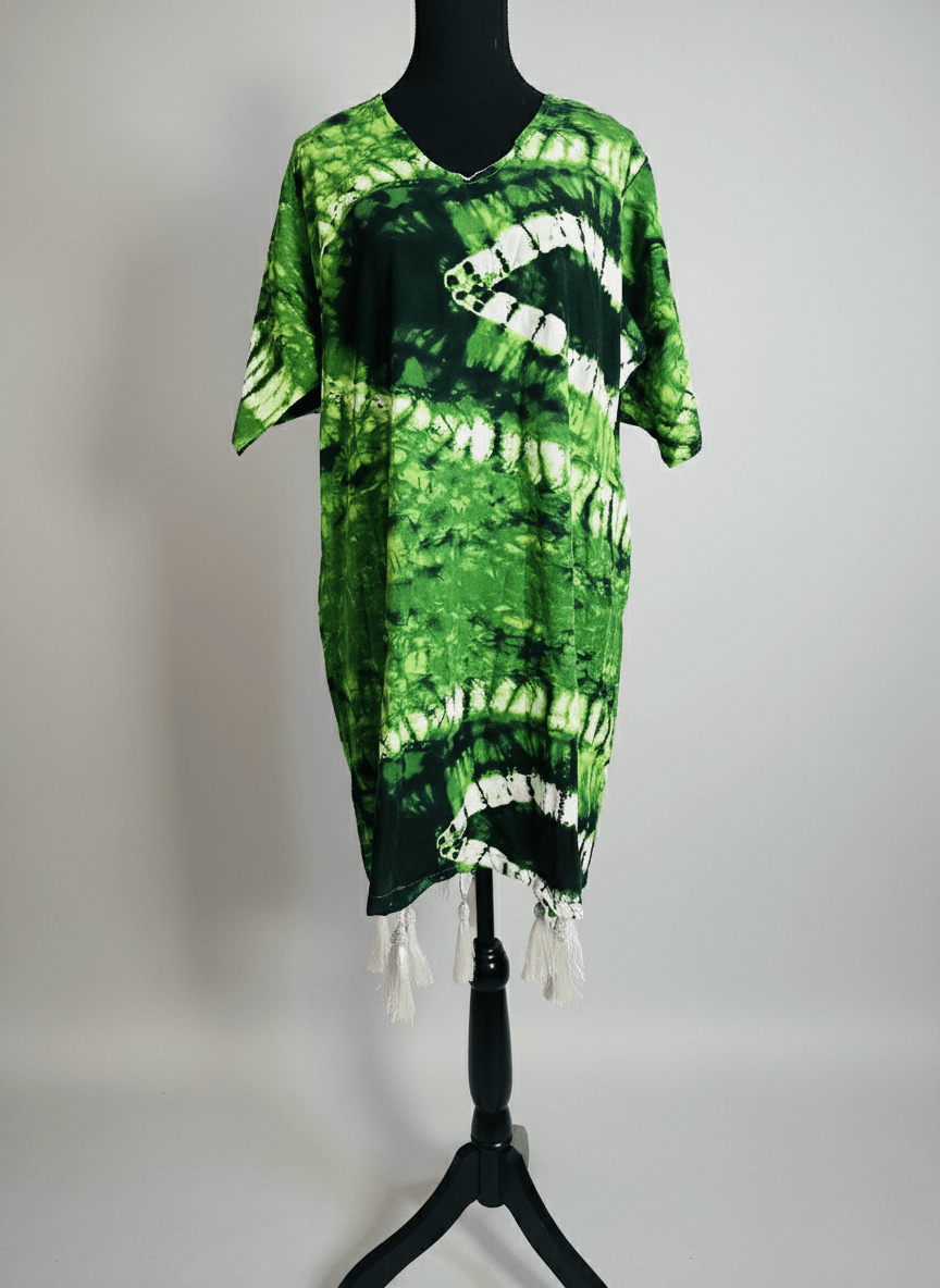 Green Battik Tassel Dress image 1