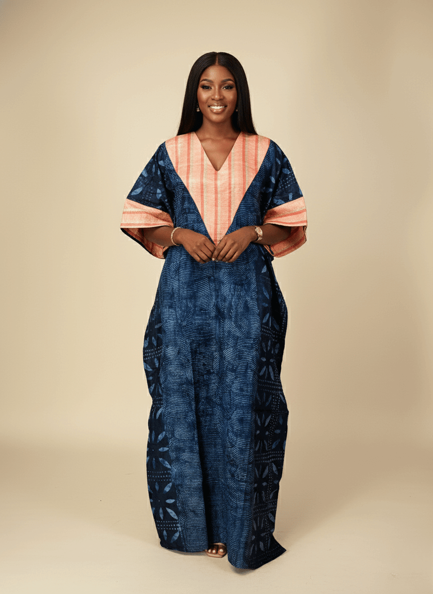 Navy Adire Bubu Dress image 0