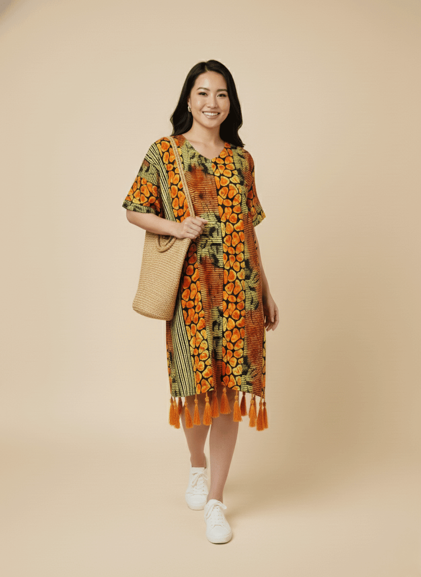Tropical Glow Tassel Dress - M image