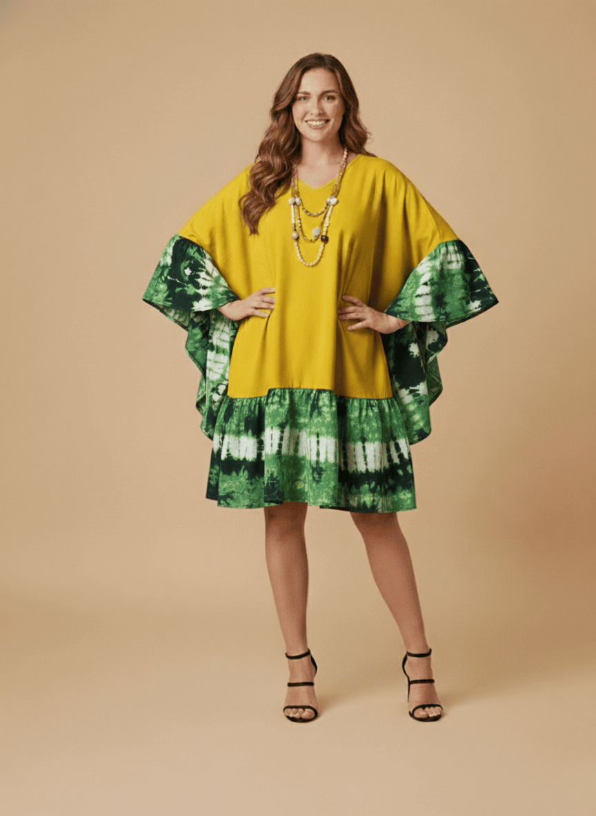 Green Battik Poncho Dress image 3