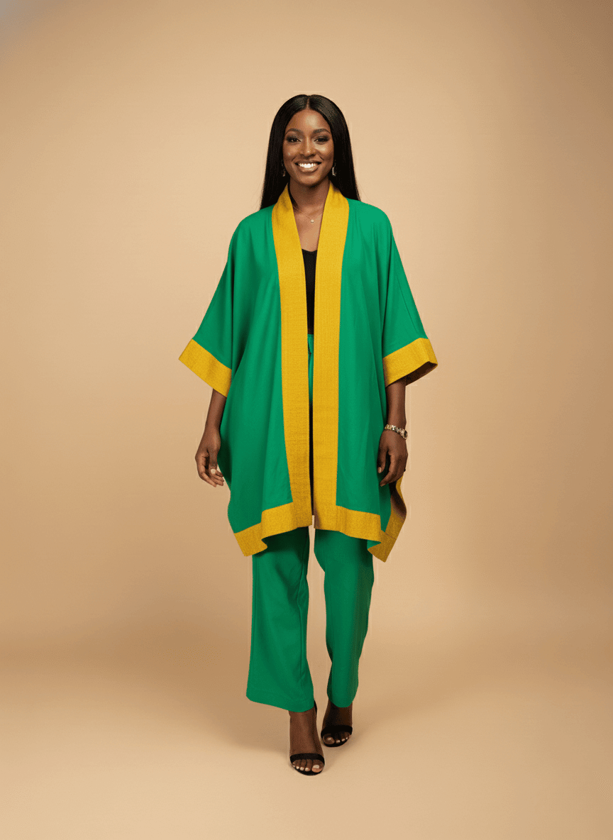 Green Luxe Kimono(2-Piece Set) image 4
