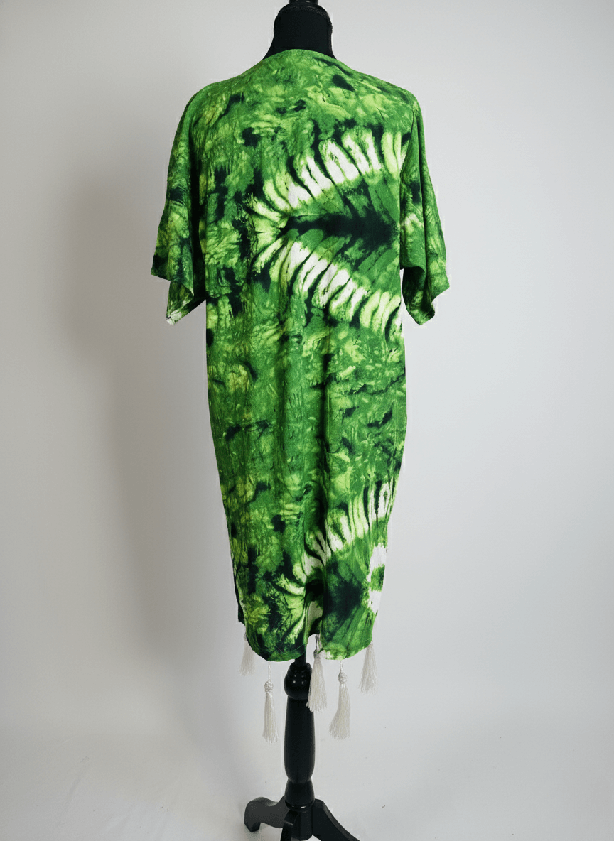 Green Battik Tassel Dress image 2