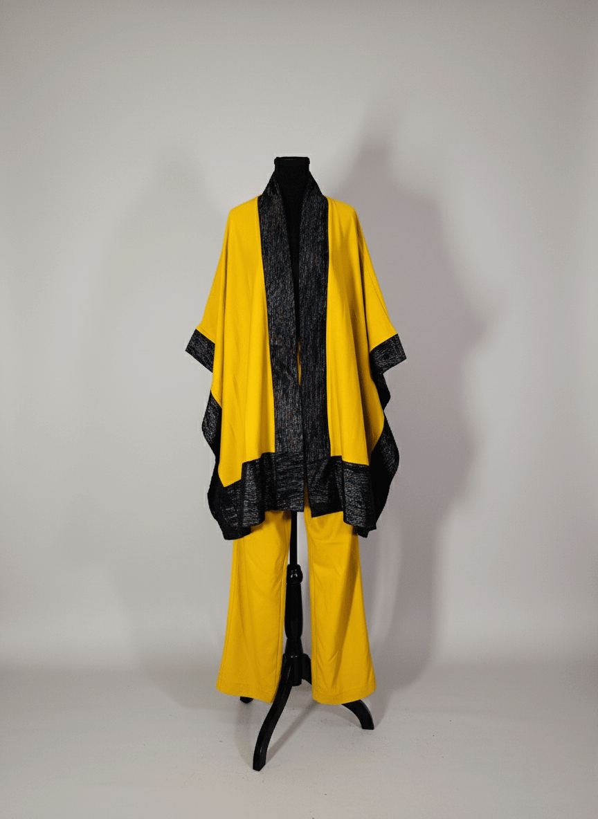 Mustard Aso-Oke Kimono(2-Piece Set) image 3