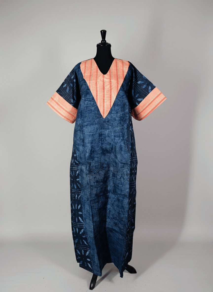 Navy Adire Bubu Dress image 2