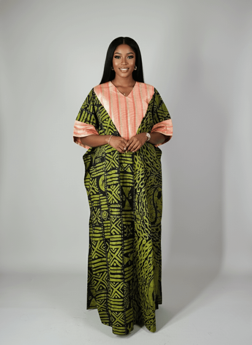 Olive Adire Bubu Dress - One-Size image