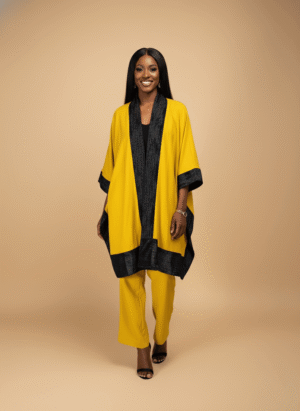 Mustard Aso-Oke Kimono 1