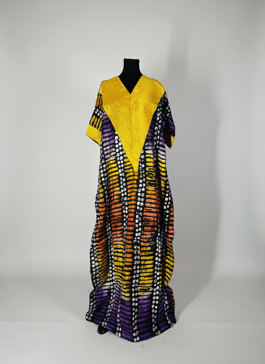 sunburst adire bubu front mannequin